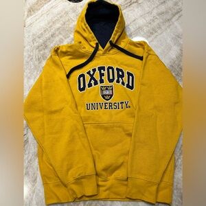 Oxford University Embroidered Hoodie Mustard Yellow Navy XL Pullover